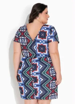 Marguerite - Vestido Abstrato com Decote V Plus Size - MARGUERITE