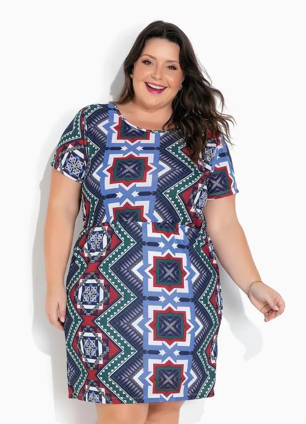 Marguerite - Vestido Abstrato com Decote V Plus Size