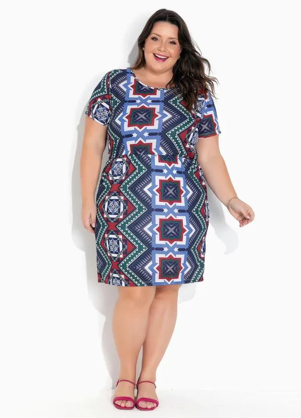 Marguerite - Vestido Abstrato com Decote V Plus Size 4