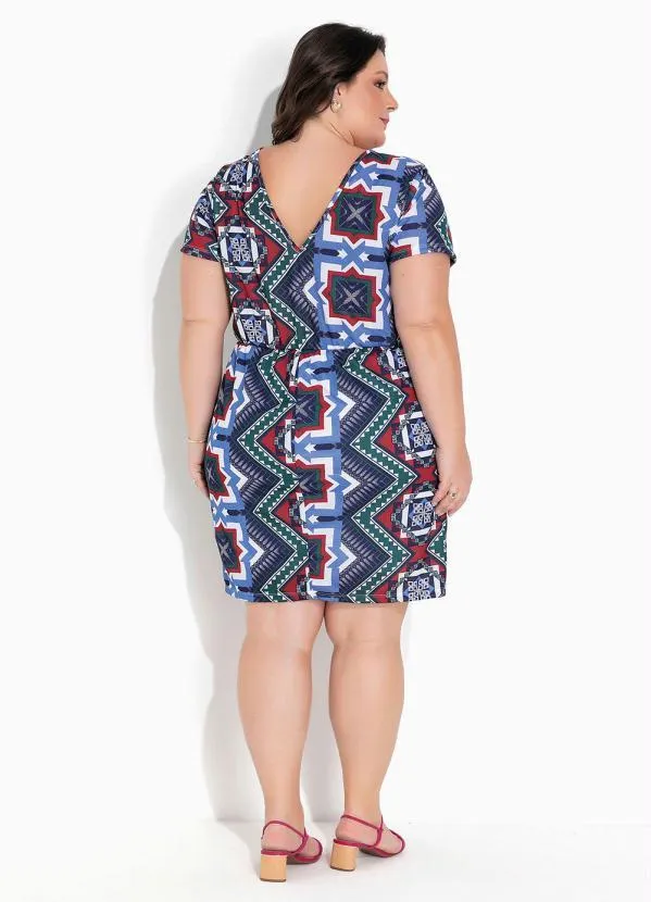 Marguerite - Vestido Abstrato com Decote V Plus Size