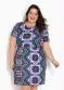 Marguerite - Vestido Floral Bege com Mangas Plus Size - variação: Abstrato