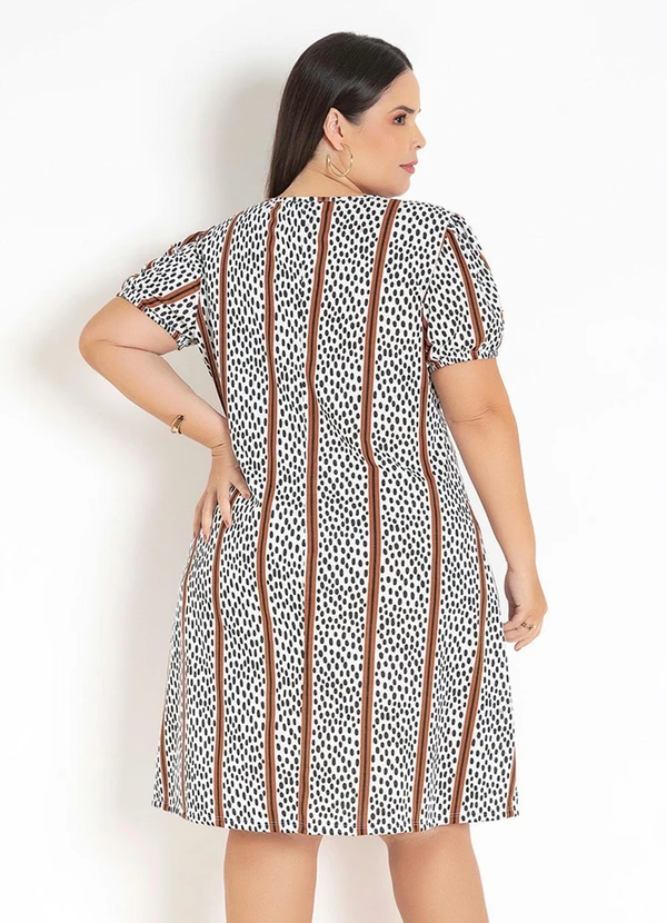 Marguerite - Vestido Abstrato e Listras com Mangas Plus Size 4
