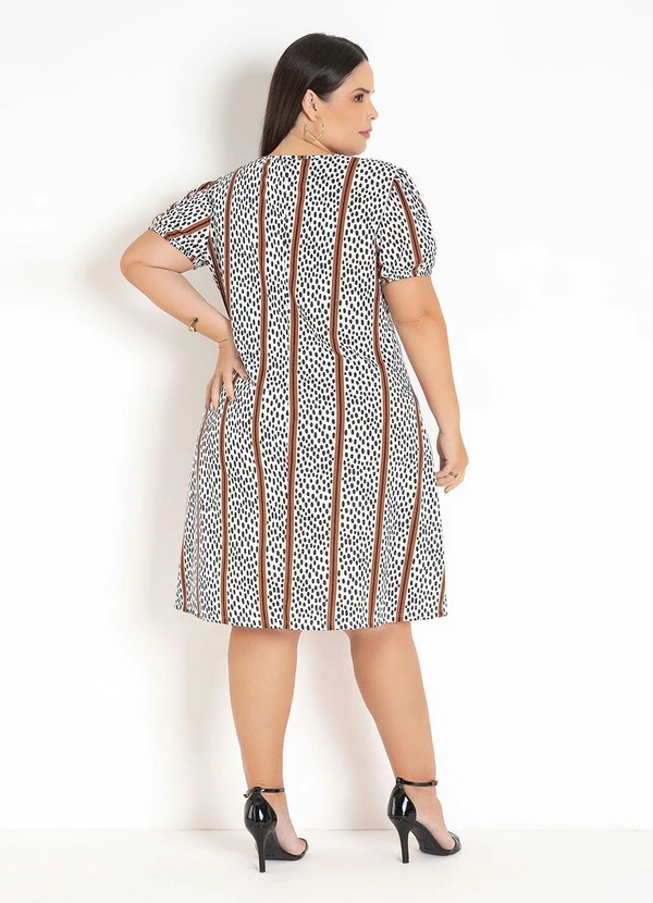 Marguerite - Vestido Abstrato e Listras com Mangas Plus Size 6