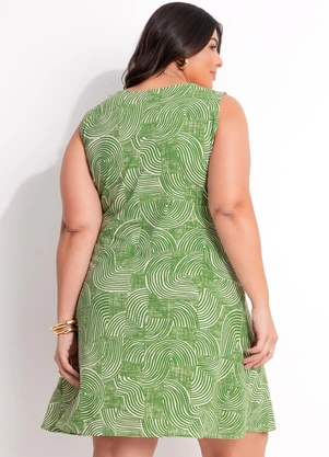 Marguerite - Vestido Abstrato Verde em Malha de Viscose - MARGUERITE