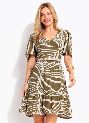 Vestido ( Abstrato Verde) em Malha de Viscose