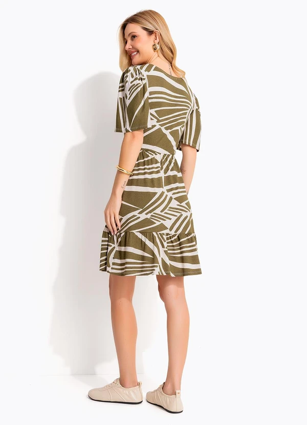 Quintess - Vestido  Abstrato Verde em Malha de Viscose 2