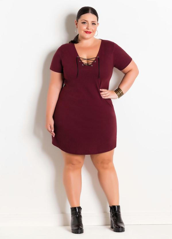 Marguerite - Vestido Amarração Bordô Plus Size Marguerite 3