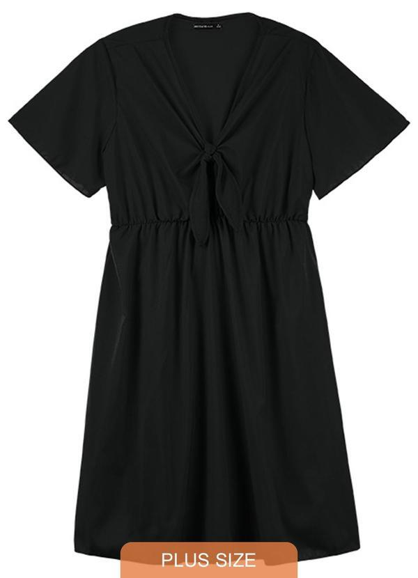 Rezzato - Vestido Amarração Frontal Adulto Plus Preto