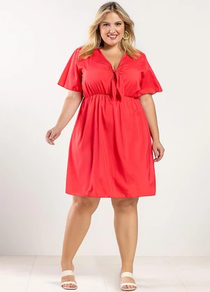 Outlet - Vestido Amarração Frontal Adulto Plus Rosa  - OUTLET
