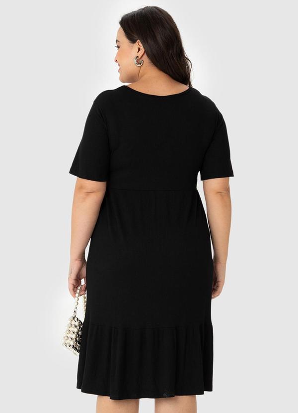 Malwee - Vestido Amplo Canelado Plus Preto 2