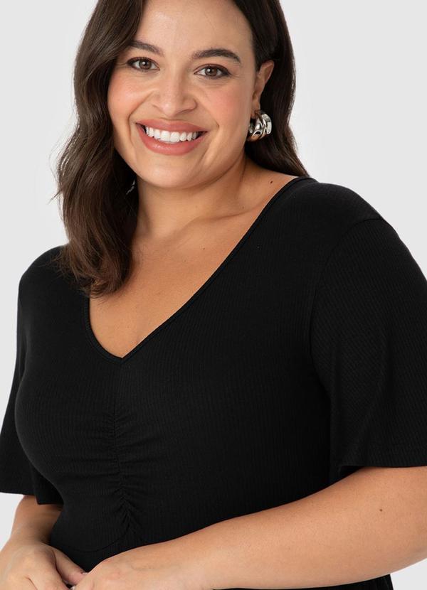 Malwee - Vestido Amplo Canelado Plus Preto 3