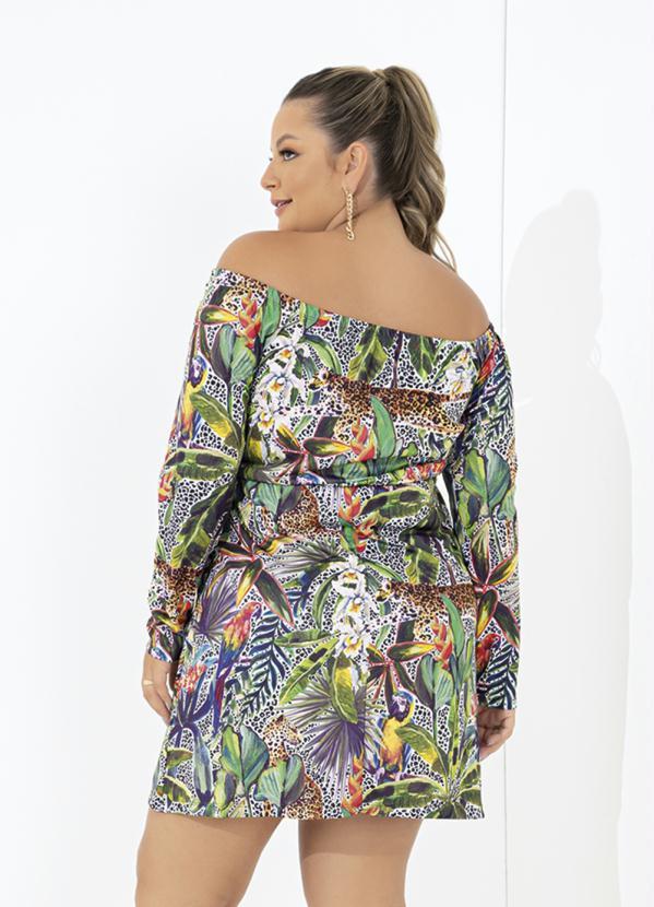 Outlet - Vestido Animal Print e Folhas Plus Size 2
