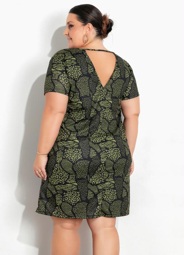 Marguerite - Vestido Animal Print Verde Plus Size 2