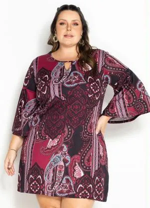 Marguerite - Vestido Arabescos com Mangas Flare Plus Size - MARGUERITE