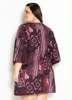 Marguerite - Vestido Arabescos com Mangas Flare Plus Size - MARGUERITE