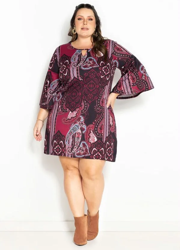 Marguerite - Vestido Arabescos com Mangas Flare Plus Size 4