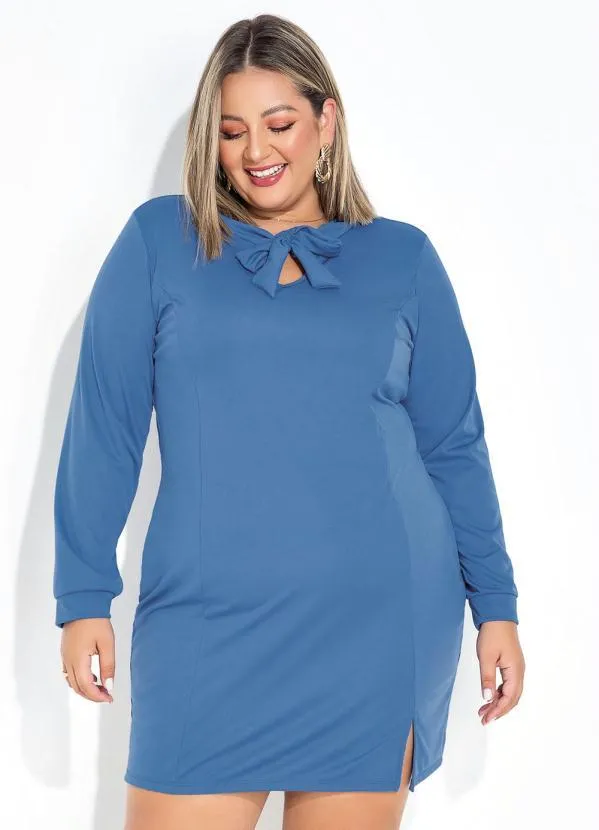 Marguerite - Vestido Azul com Amarração Plus Size