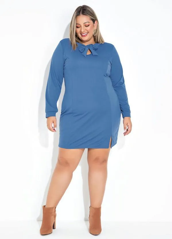 Marguerite - Vestido Azul com Amarração Plus Size
