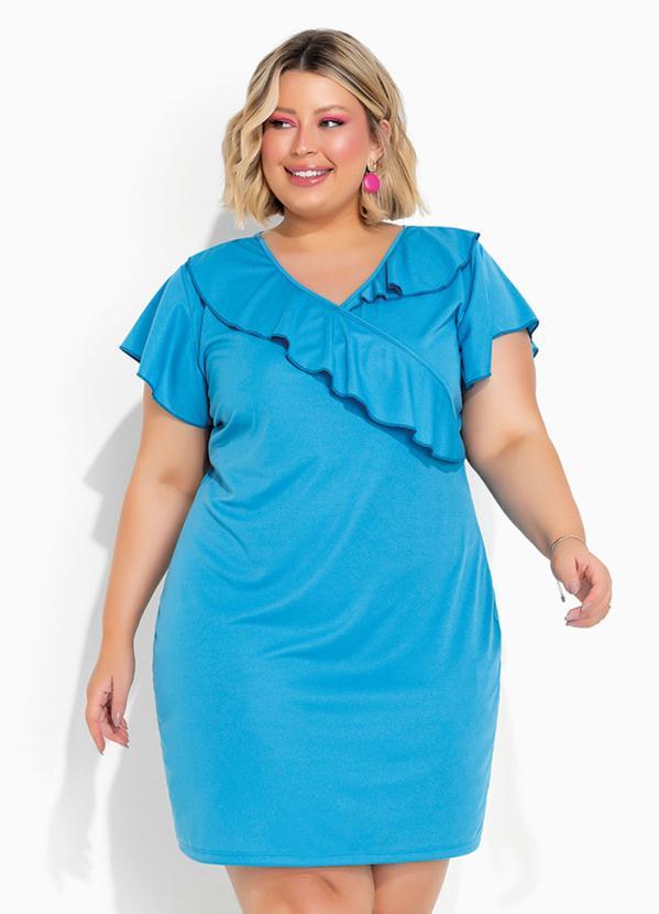 Marguerite - Vestido Azul com Babado Transpasado Plus Size 6