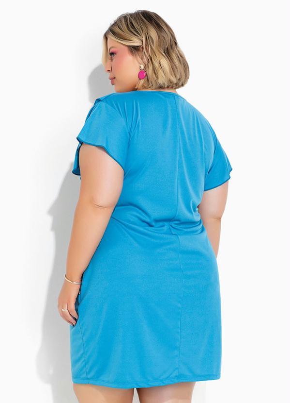 Marguerite - Vestido Azul com Babado Transpasado Plus Size 5