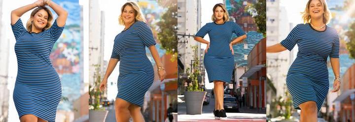 Vestido Azul em Canelado