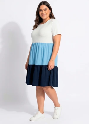 Marguerite - Vestido Azul em Ribana Canelada - MARGUERITE
