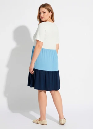 Marguerite - Vestido Azul em Ribana Canelada - MARGUERITE