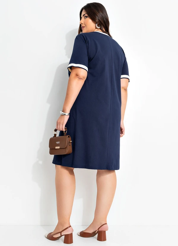 Marguerite - Vestido Azul Marinho em Malha de Algodão 11