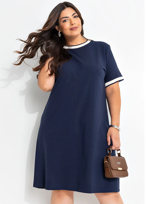 Marguerite - Vestido Azul Marinho em Malha de Algodão 9