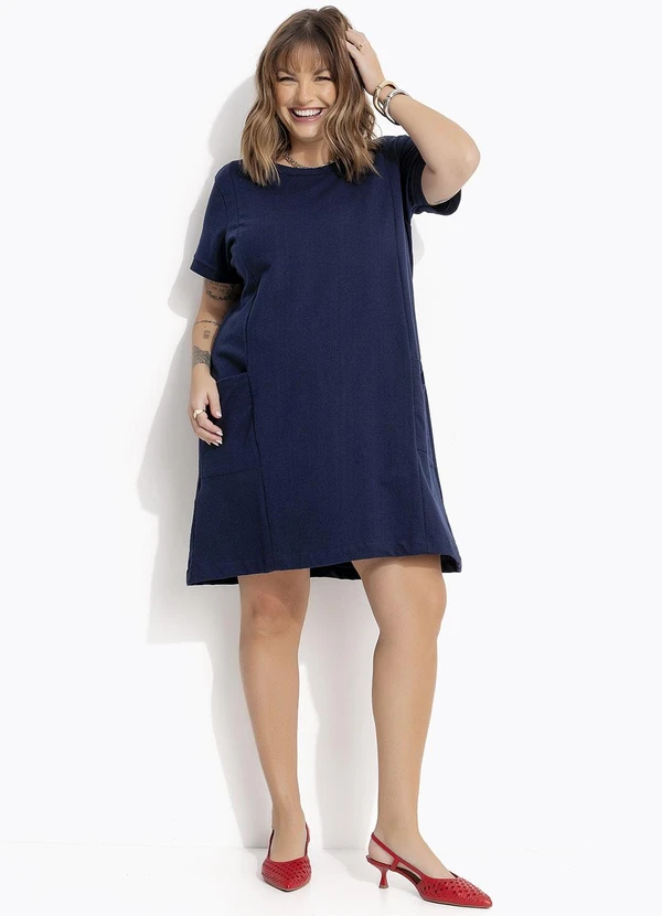 Marguerite - Vestido Azul Marinho em Moletinho 3