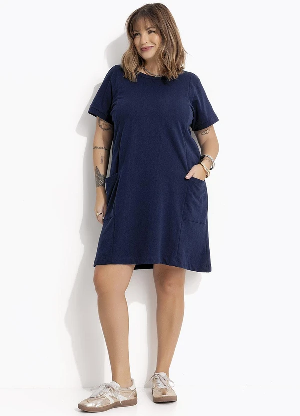 Marguerite - Vestido Azul Marinho em Moletinho 5