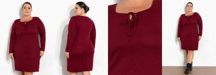 Vestido Bord com Amarrao Plus Size