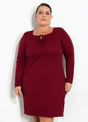 Marguerite - Vestido Bordô com Amarração Plus Size - MARGUERITE