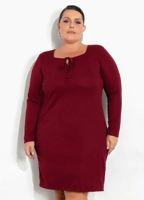 Marguerite - Vestido Bordô com Amarração Plus Size