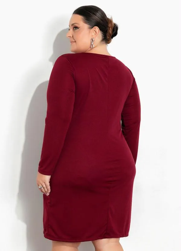 Marguerite - Vestido Bordô com Amarração Plus Size 4