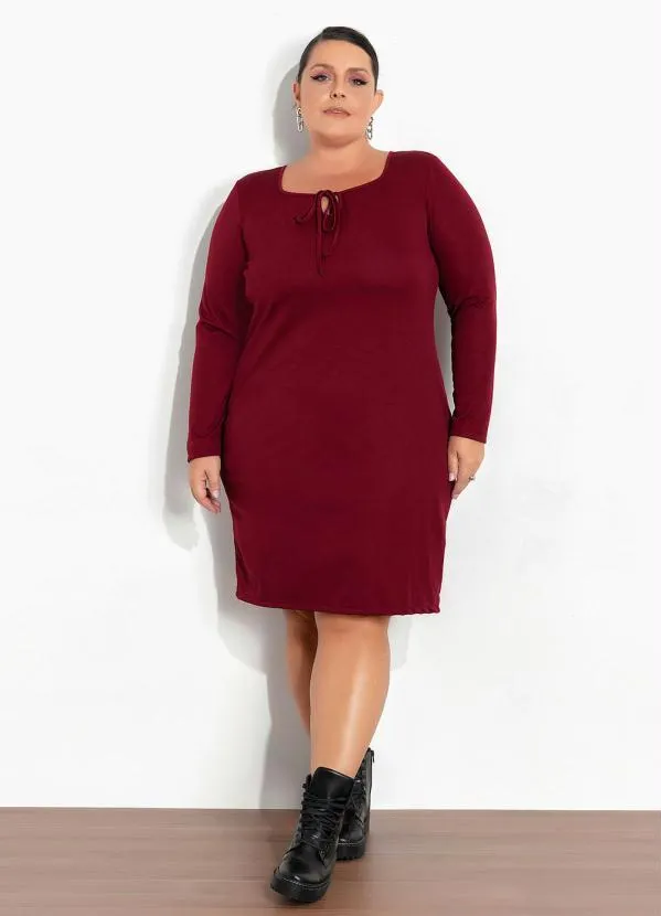 Marguerite - Vestido Bordô com Amarração Plus Size 2