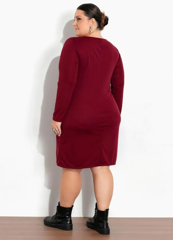 Marguerite - Vestido Bordô com Amarração Plus Size 1
