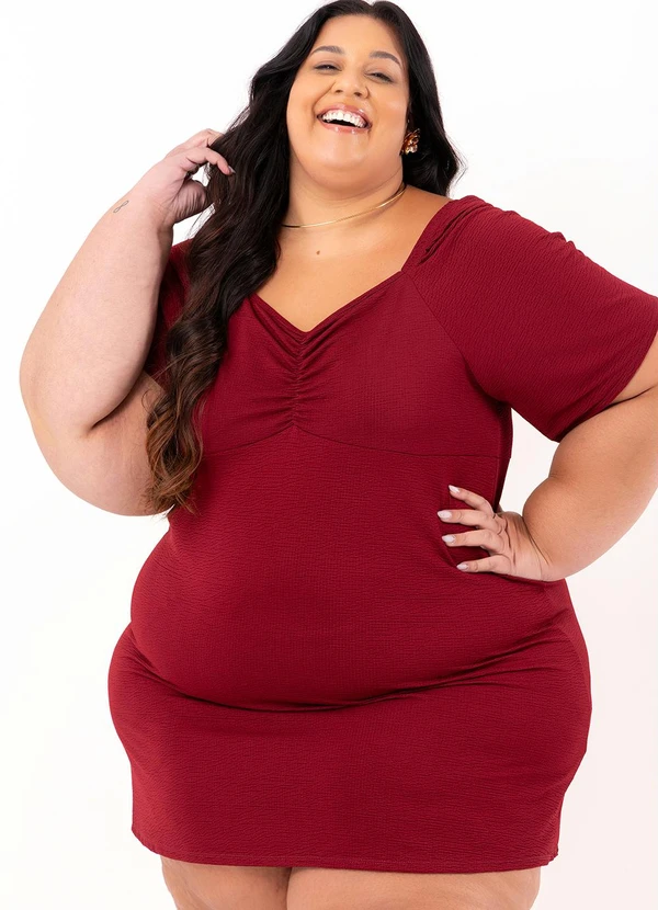 Marguerite - Vestido Bordô em Malha Anarruga