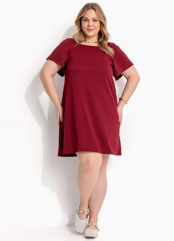 Marguerite - Vestido Bordô em Malha Anarruga 5