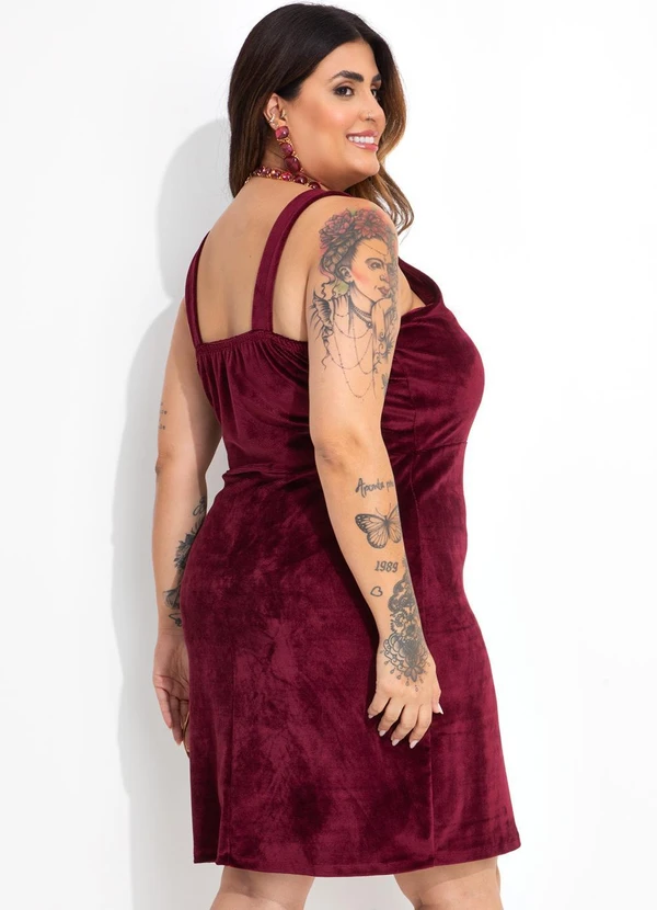 Marguerite - Vestido Bordô em Veludo Cotelê 5