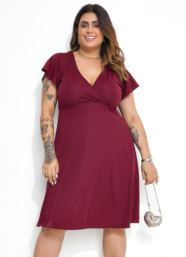 Marguerite - Vestido Bordô Plus Size