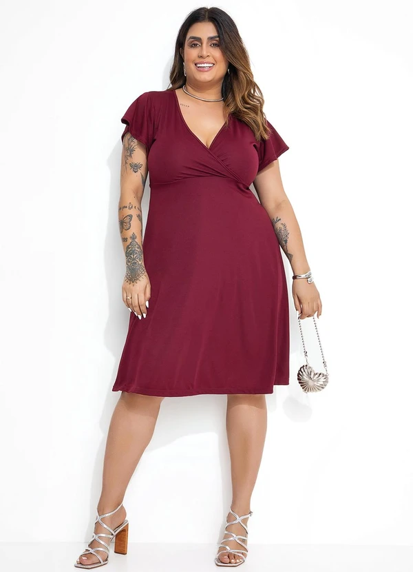Marguerite - Vestido Bordô Plus Size 3