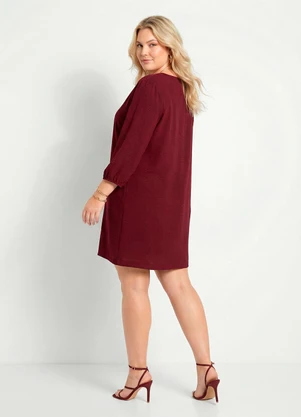 Marguerite - Vestido Bordô Tecido Plano Leve - MARGUERITE