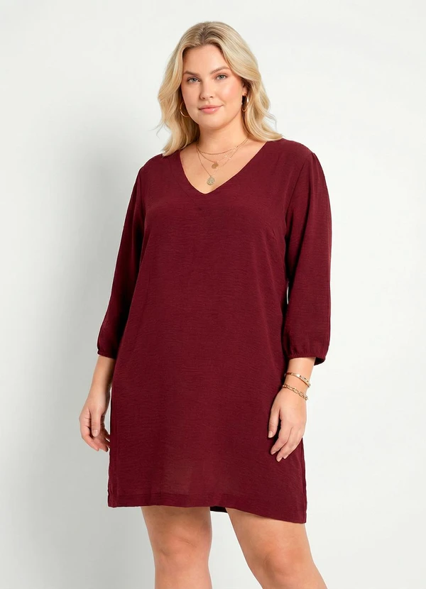 Marguerite - Vestido Bordô Tecido Plano Leve 3