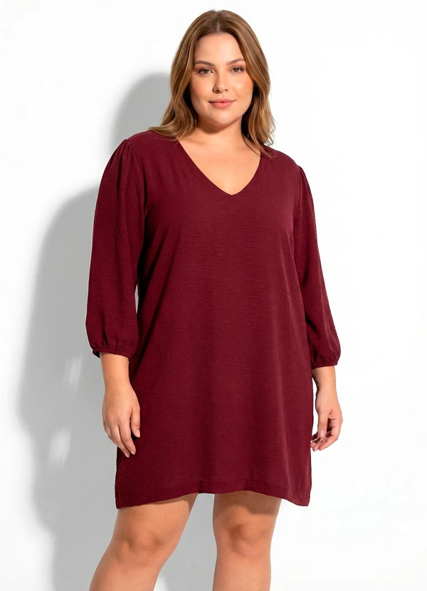 Marguerite - Vestido Bordô Tecido Plano Leve 2