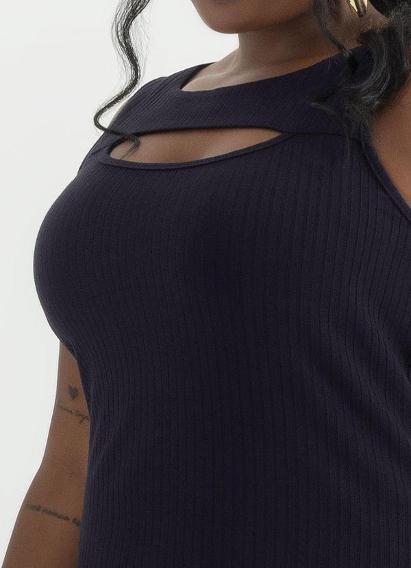 Cativa - Vestido Canelado com Abertura Preto 2