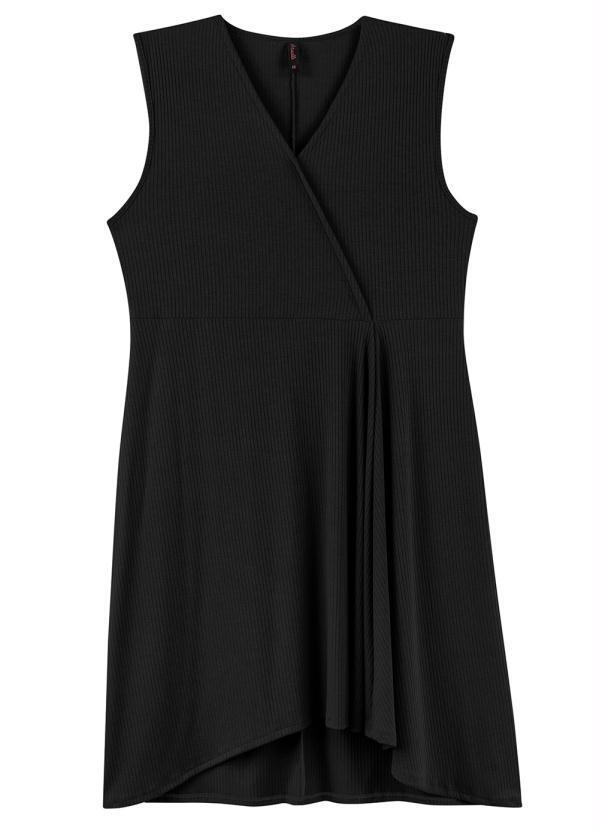 Maelle - Vestido Canelado com Transpassado Preto 5