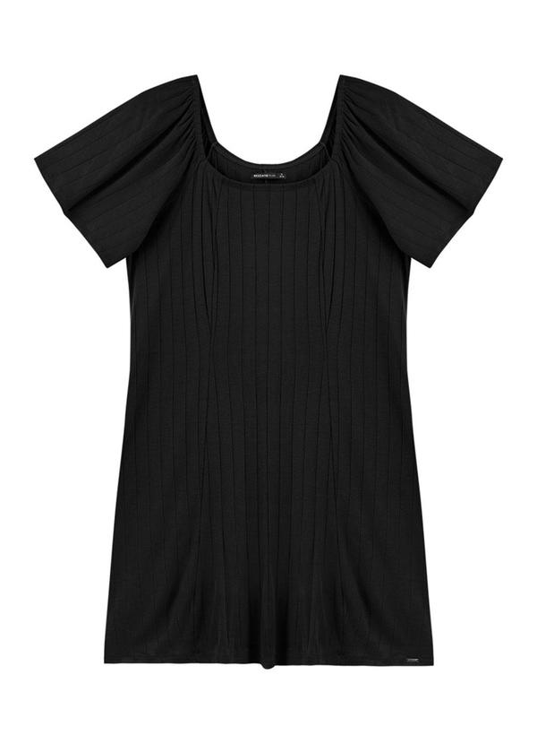 Rezzato - Vestido Canelado Manga Curta Plus Size Preto 3