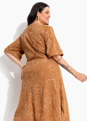 Marguerite - Vestido Caramelo em Malha com Bordados - MARGUERITE
