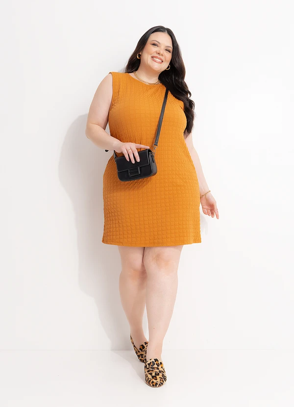 Marguerite - Vestido Caramelo em Malha com Textura